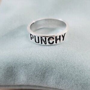 2/$35-New- Graphic Punk Ring- 17mm (Size 6.5 estimate)